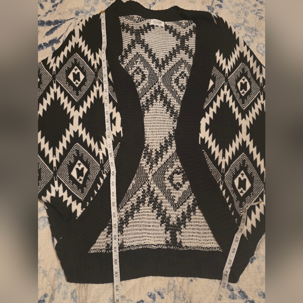 Aztec Inapired Pattern Geometric Tribal Pattern Cacoon Cardigan - size L - Picture 8 of 11